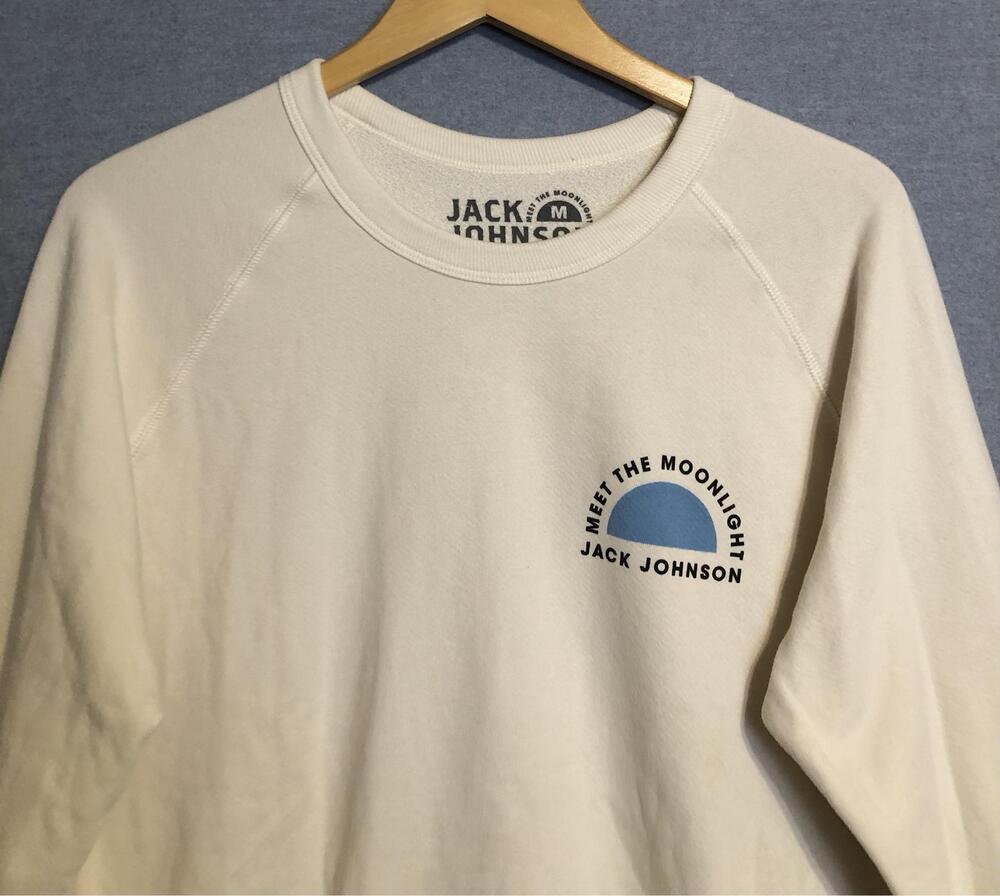 Jack Johnson Sweatshirt Mens Medium White Meet The Moonlight Organic Fleece - Picture 3 of 9